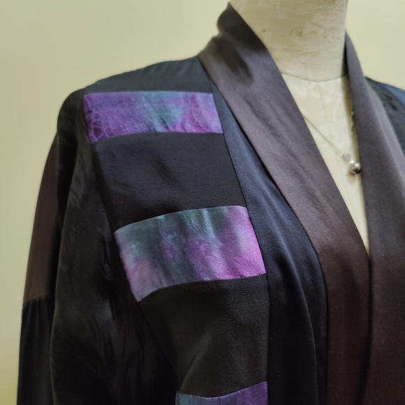 Hand crafted Kimono style mixed silk patch duster, one size - Picture 2 of 13